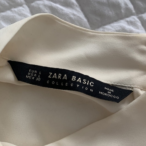 ZARA chiffon long sleeve top blouse beaded arm detail flare sleeves ivory large - Picture 5 of 13